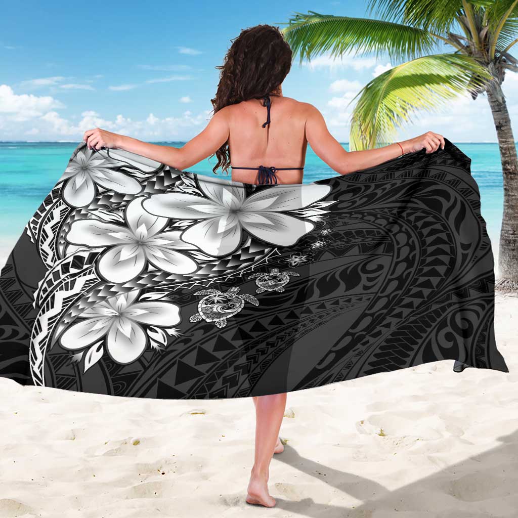Polynesia Romantic Valentine Sarong Sea Turtle Couple With Black Plumeria