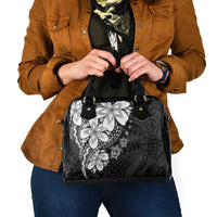Polynesia Romantic Valentine Shoulder Handbag Sea Turtle Couple With Black Plumeria