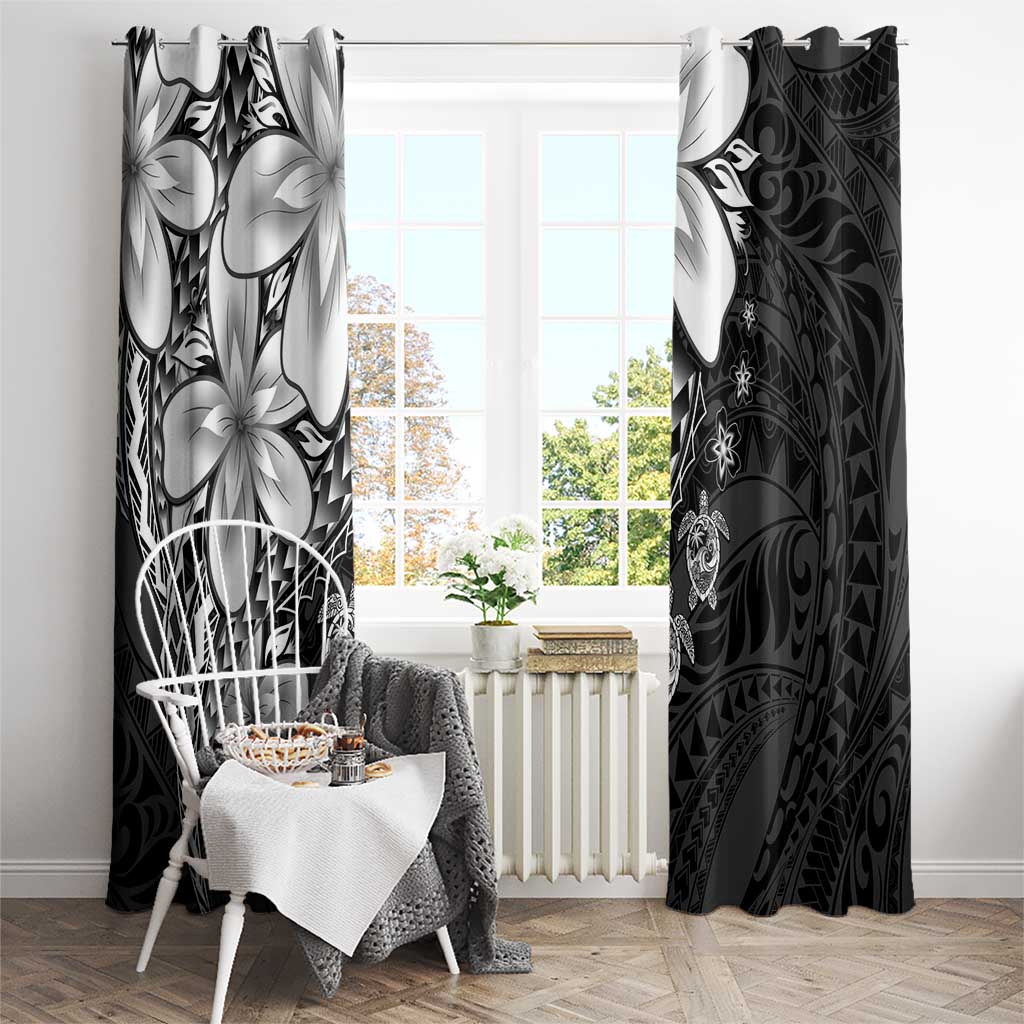 Polynesia Romantic Valentine Window Curtain Sea Turtle Couple With Black Plumeria LT05 - Polynesian Pride