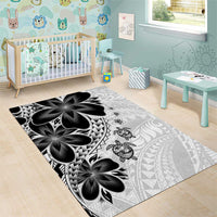 Polynesia Romantic Valentine Area Rug Sea Turtle Couple With White Plumeria