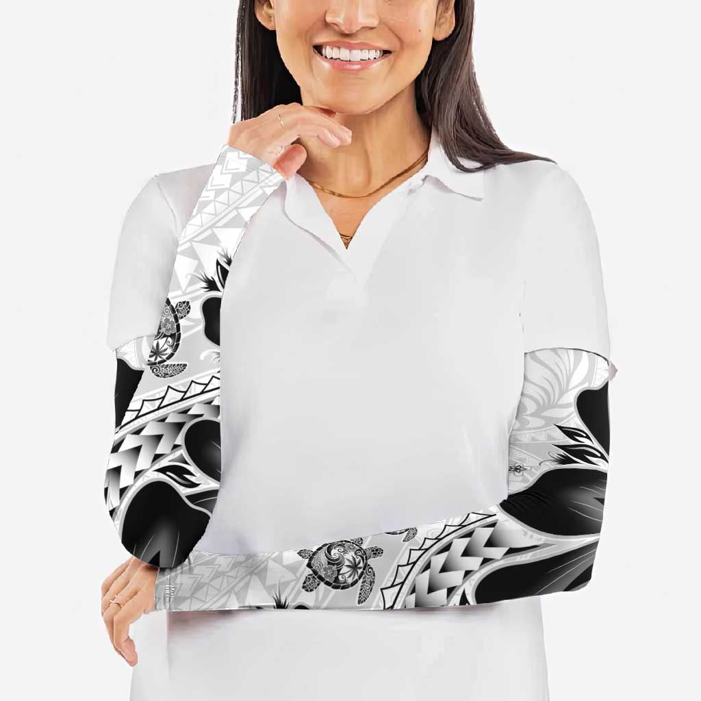 Polynesia Romantic Valentine Arm Sleeves Sea Turtle Couple With White Plumeria