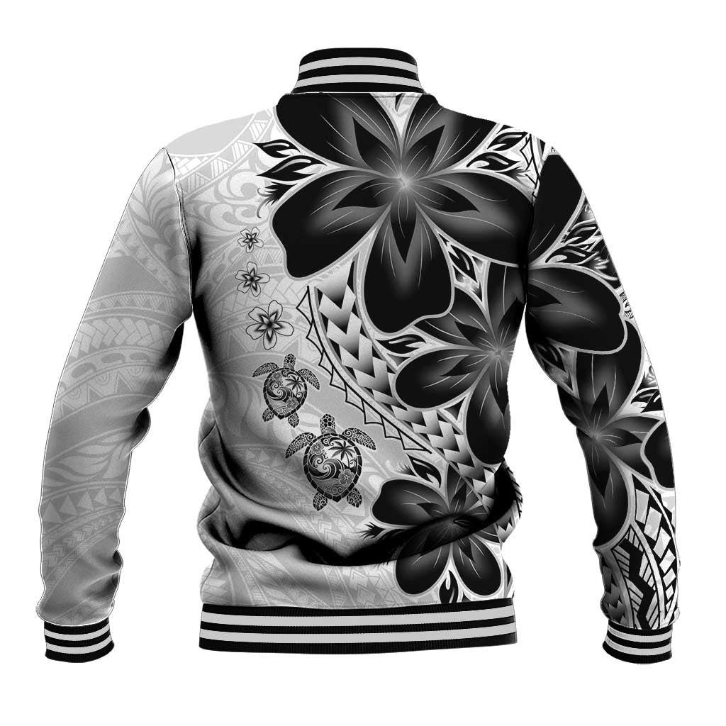 Polynesia Romantic Valentine Baseball Jacket Sea Turtle Couple With White Plumeria