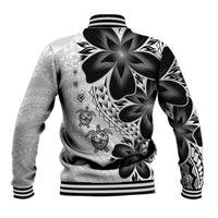 Polynesia Romantic Valentine Baseball Jacket Sea Turtle Couple With White Plumeria