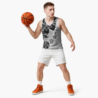 Polynesia Romantic Valentine Basketball Jersey Sea Turtle Couple With White Plumeria
