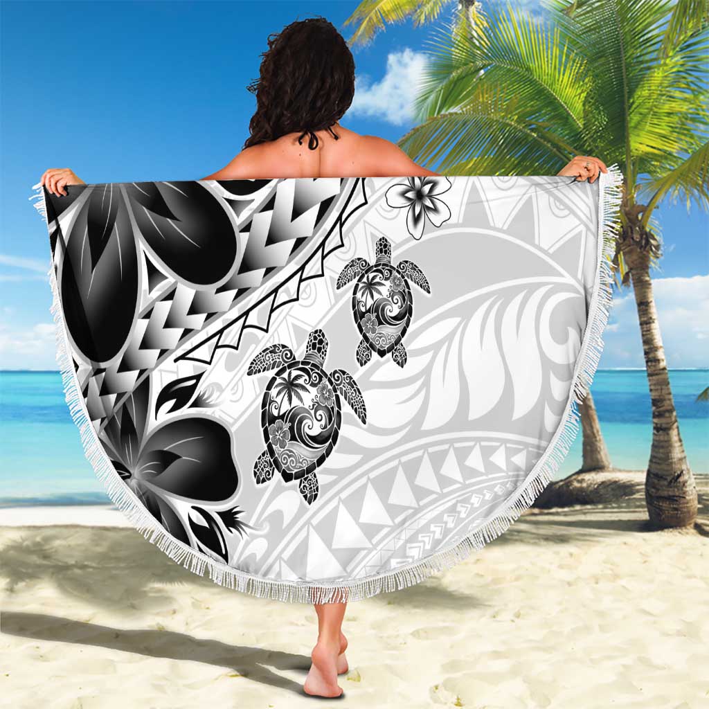 Polynesia Romantic Valentine Beach Blanket Sea Turtle Couple With White Plumeria