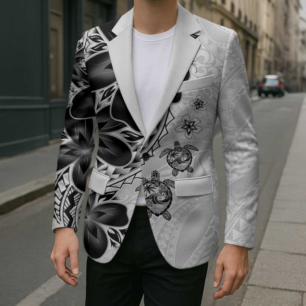 Polynesia Romantic Valentine Blazer Sea Turtle Couple With White Plumeria
