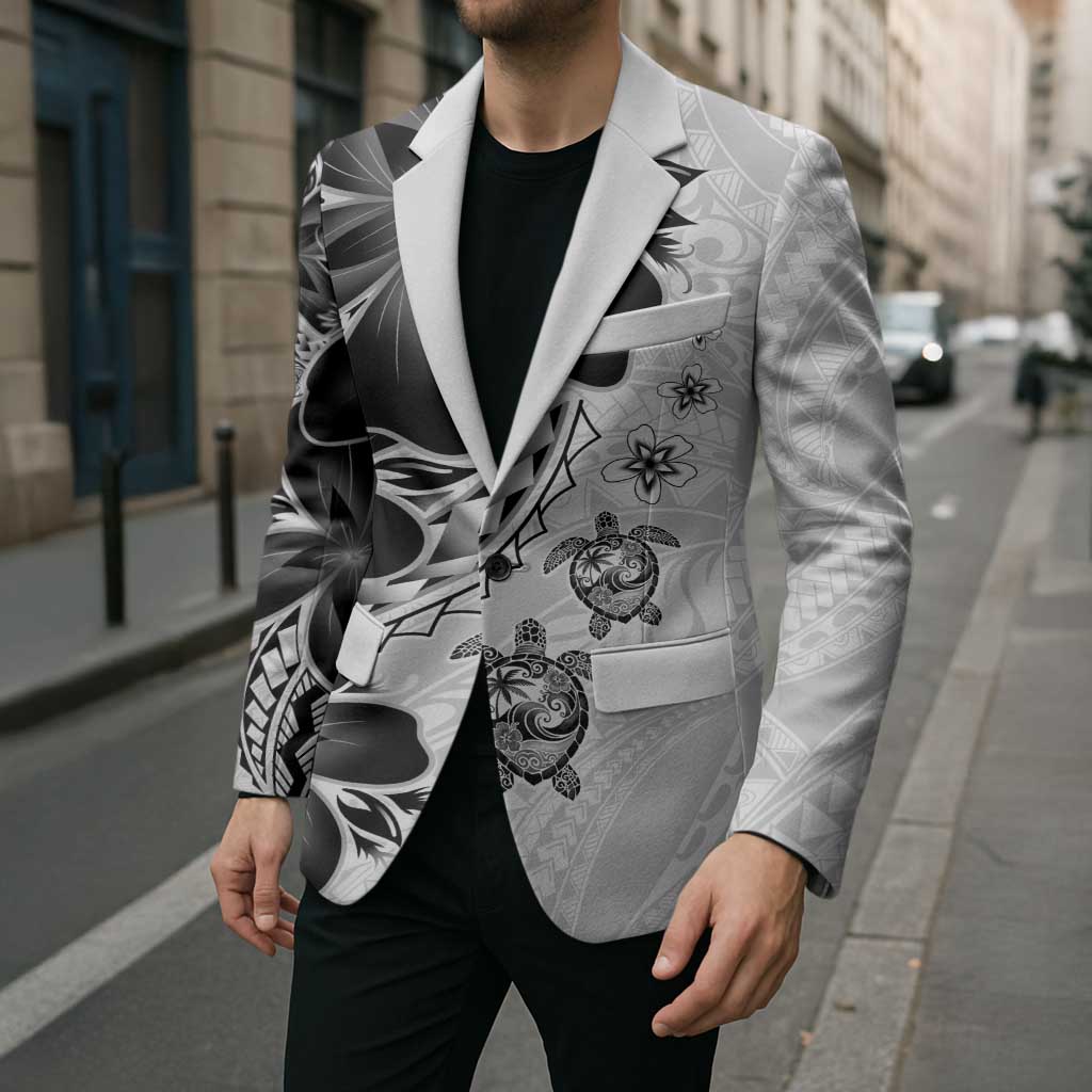 Polynesia Romantic Valentine Blazer Sea Turtle Couple With White Plumeria
