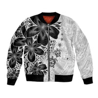 Polynesia Romantic Valentine Bomber Jacket Sea Turtle Couple With White Plumeria