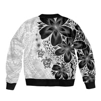 Polynesia Romantic Valentine Bomber Jacket Sea Turtle Couple With White Plumeria