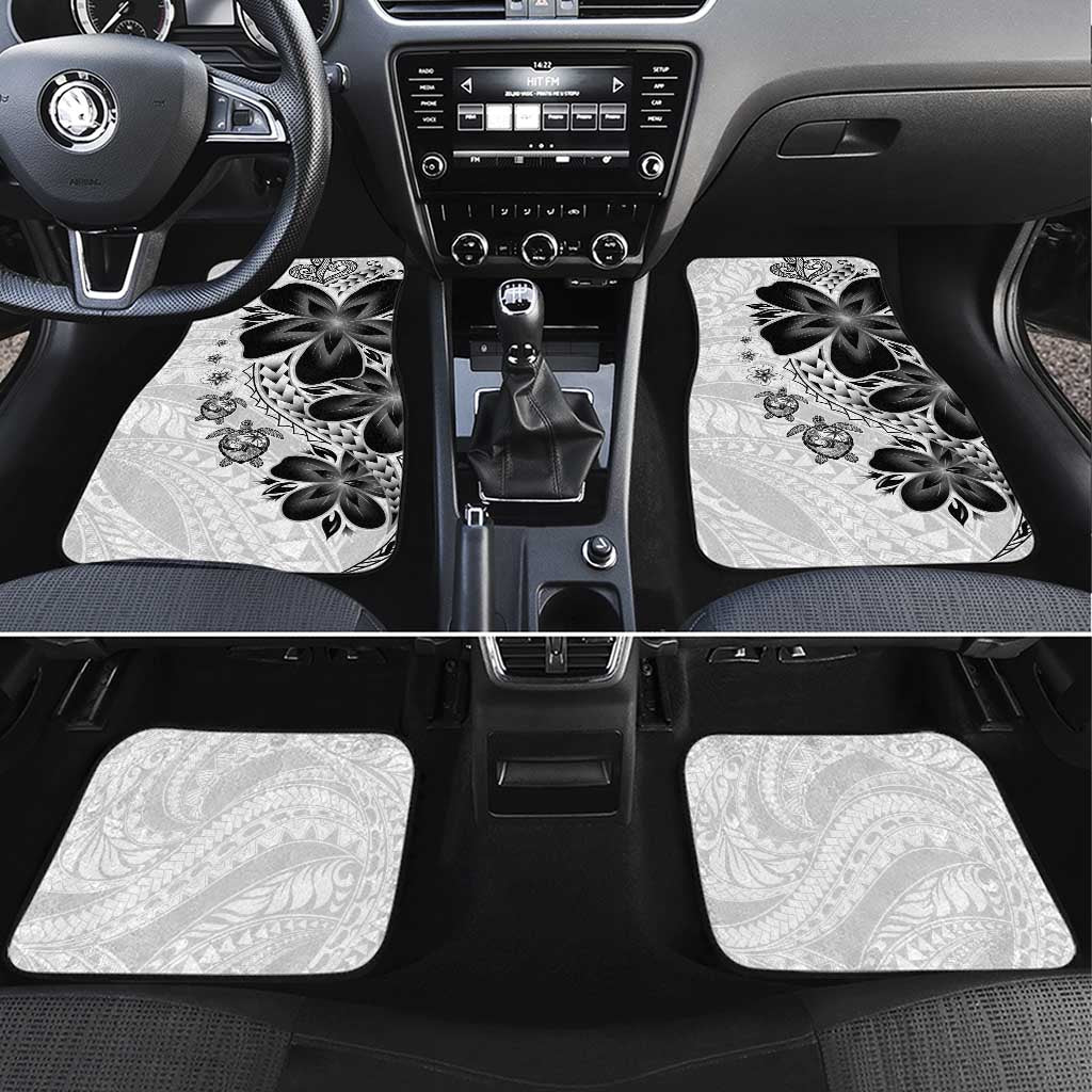 Polynesia Romantic Valentine Car Mats Sea Turtle Couple With White Plumeria LT05 Set 4pcs White - Polynesian Pride