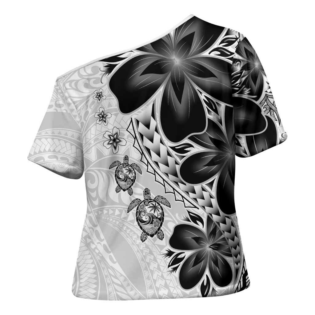 Polynesia Romantic Valentine Cross Shoulder Shirt Sea Turtle Couple With White Plumeria LT05 - Polynesian Pride