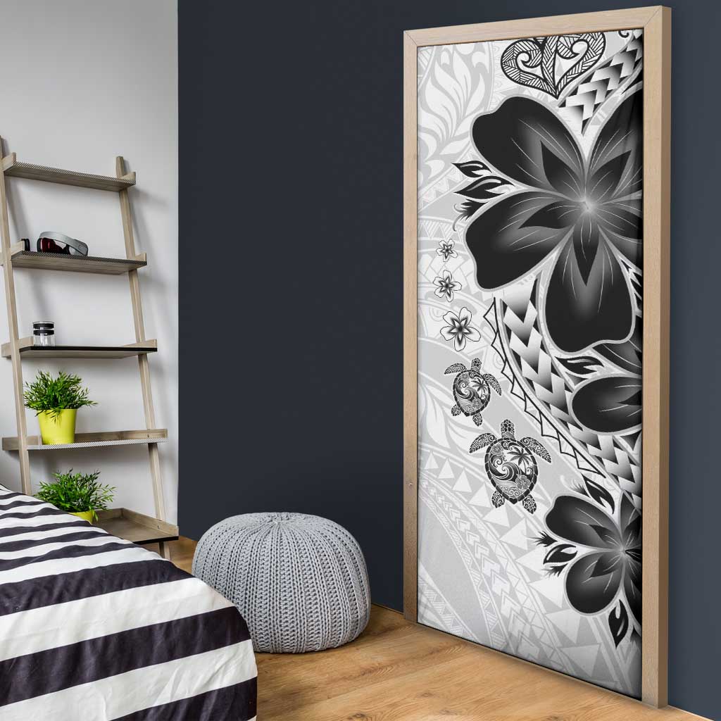 Polynesia Romantic Valentine Door Cover Sea Turtle Couple With White Plumeria