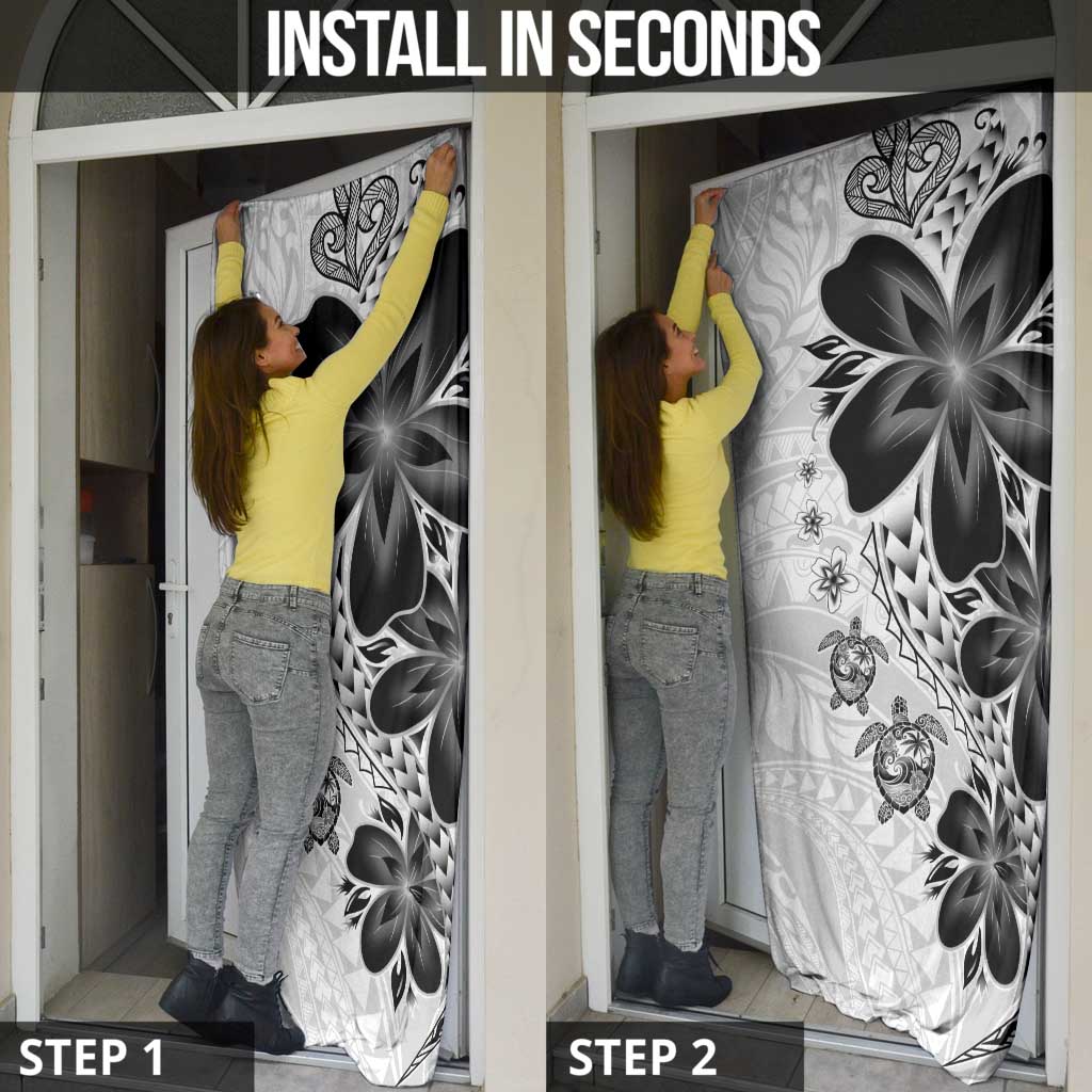 Polynesia Romantic Valentine Door Cover Sea Turtle Couple With White Plumeria
