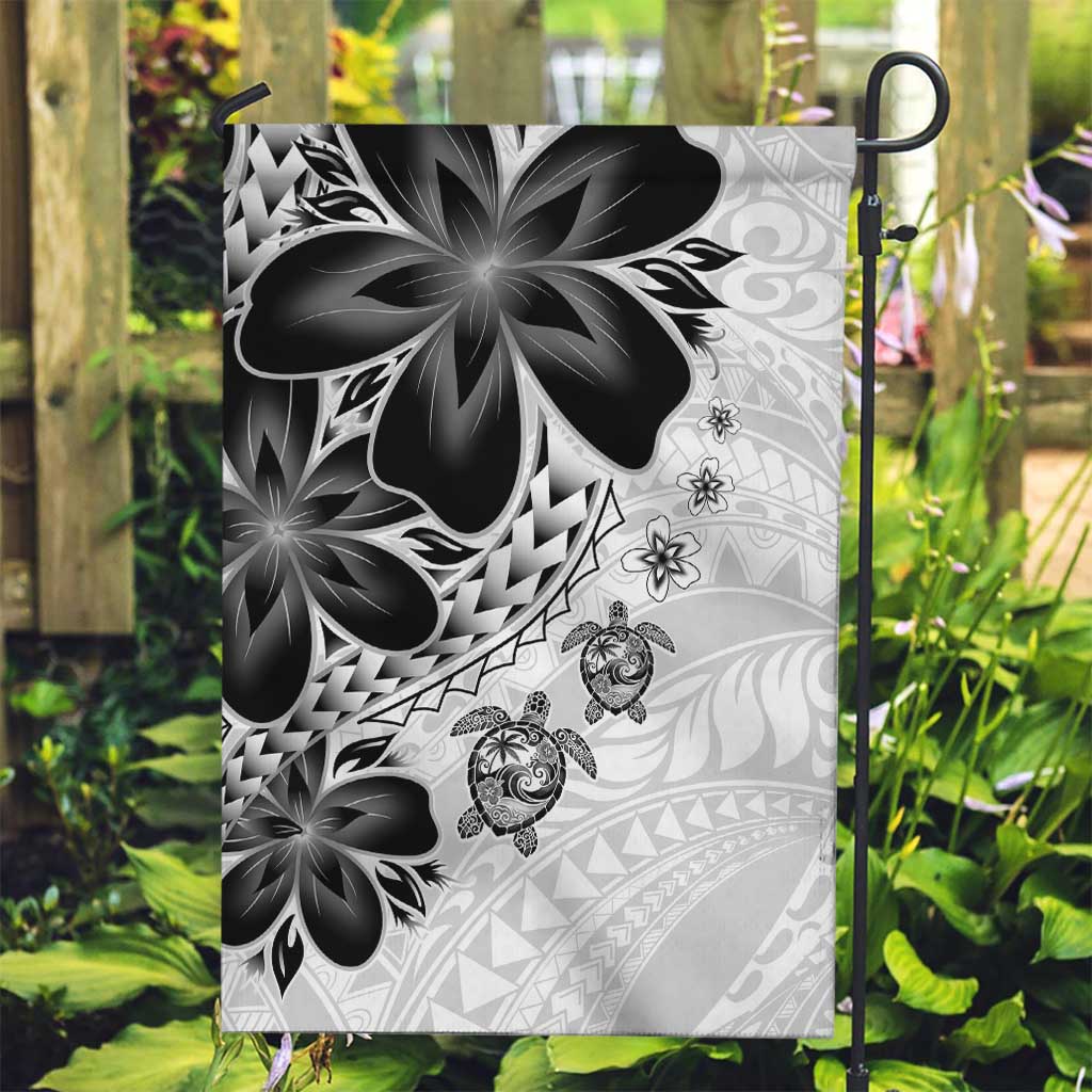 Polynesia Romantic Valentine Garden Flag Sea Turtle Couple With White Plumeria