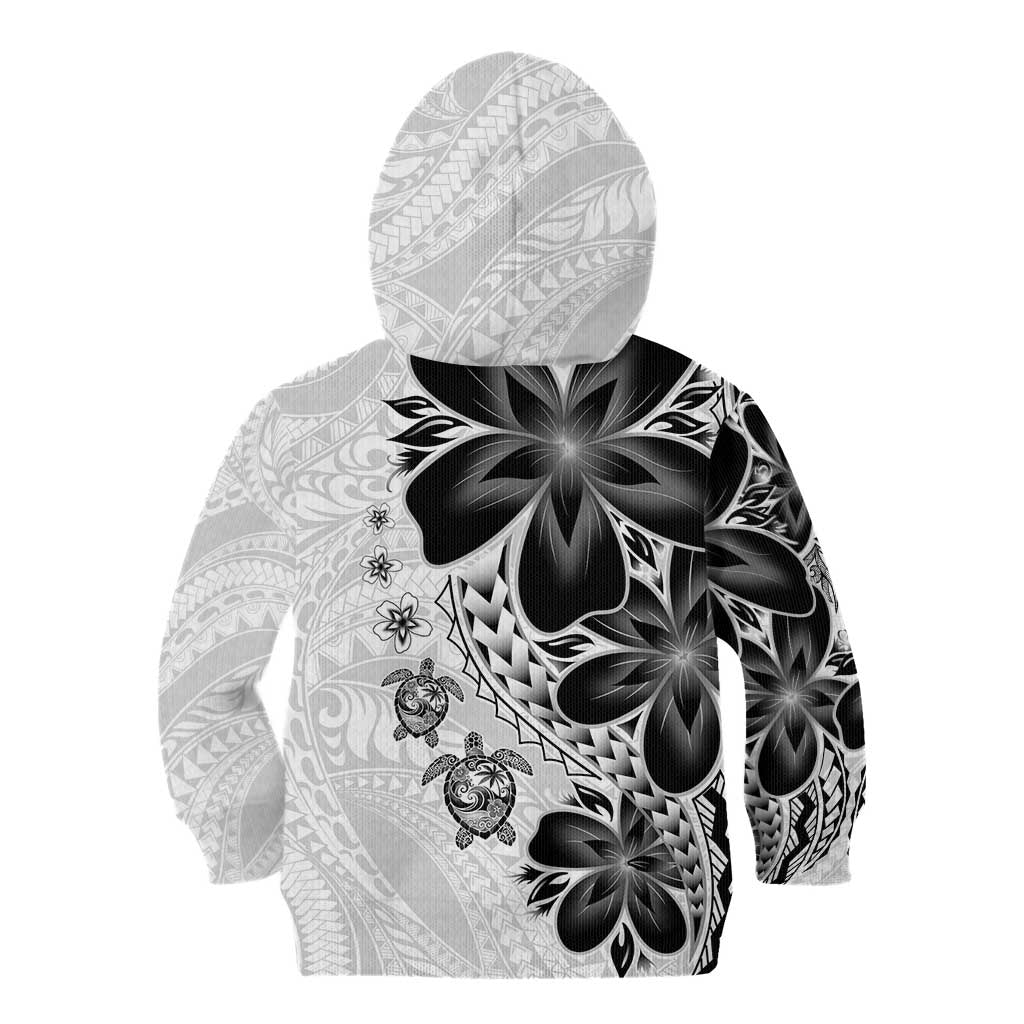 Polynesia Romantic Valentine Kid Hoodie Sea Turtle Couple With White Plumeria