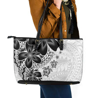 Polynesia Romantic Valentine Leather Tote Bag Sea Turtle Couple With White Plumeria
