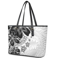 Polynesia Romantic Valentine Leather Tote Bag Sea Turtle Couple With White Plumeria