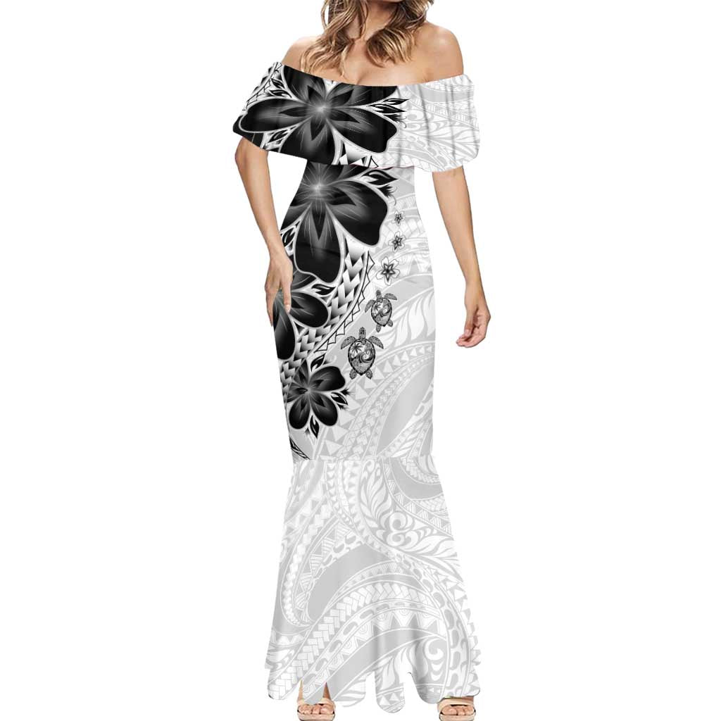 Polynesia Romantic Valentine Mermaid Dress Sea Turtle Couple With White Plumeria