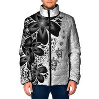 Polynesia Romantic Valentine Padded Jacket Sea Turtle Couple With White Plumeria