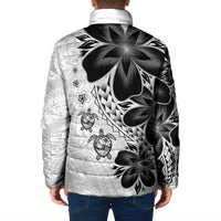 Polynesia Romantic Valentine Padded Jacket Sea Turtle Couple With White Plumeria