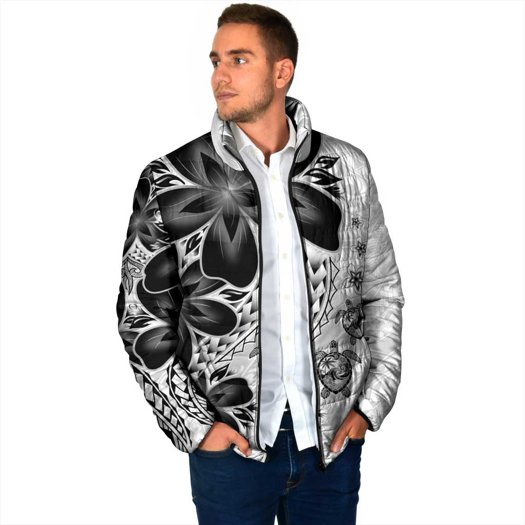 Polynesia Romantic Valentine Padded Jacket Sea Turtle Couple With White Plumeria