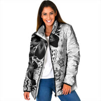 Polynesia Romantic Valentine Padded Jacket Sea Turtle Couple With White Plumeria