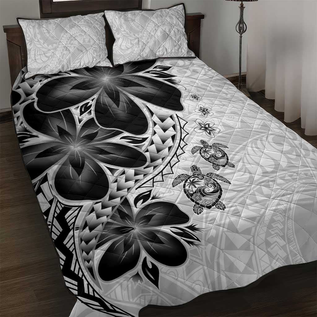 Polynesia Romantic Valentine Quilt Bed Set Sea Turtle Couple With White Plumeria