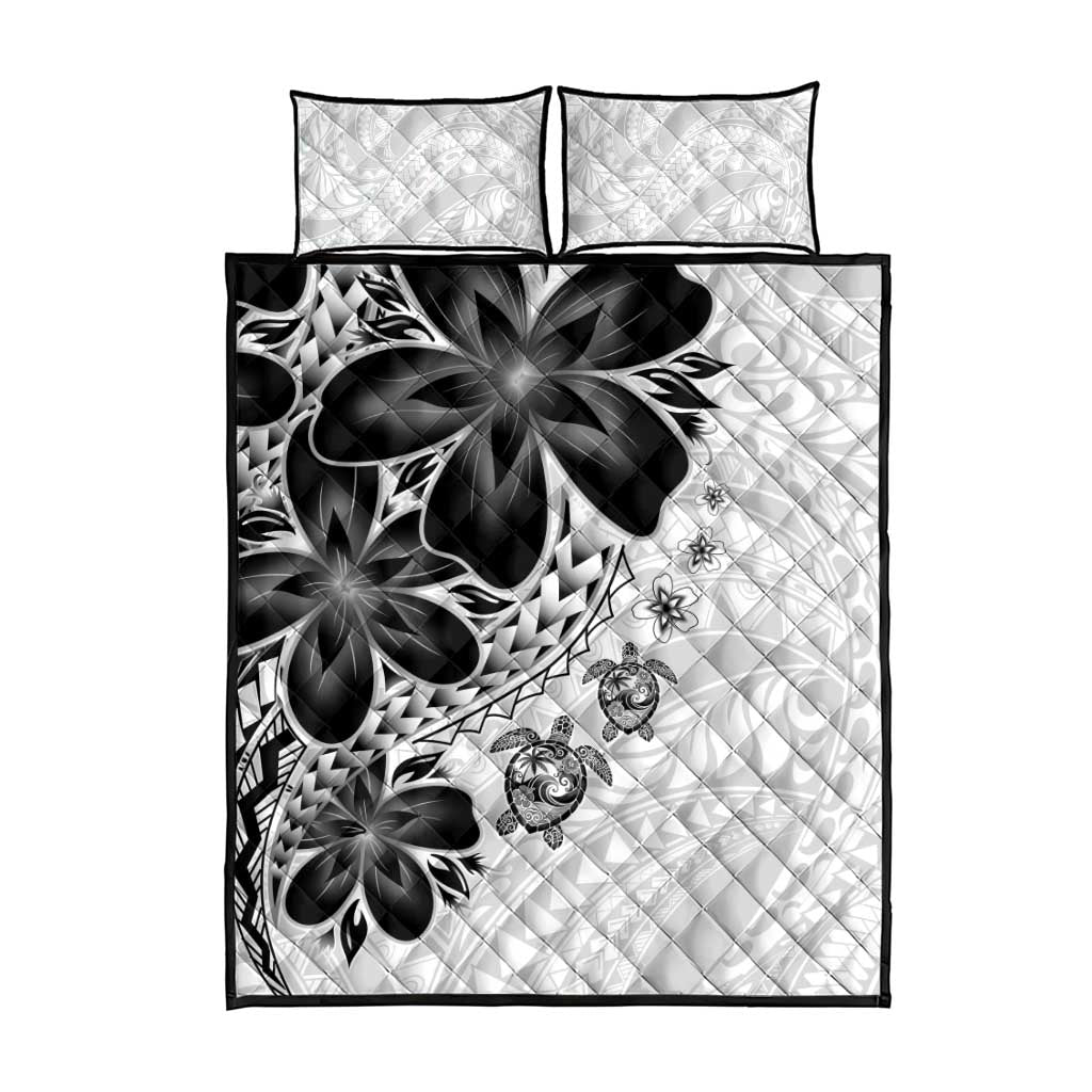 Polynesia Romantic Valentine Quilt Bed Set Sea Turtle Couple With White Plumeria