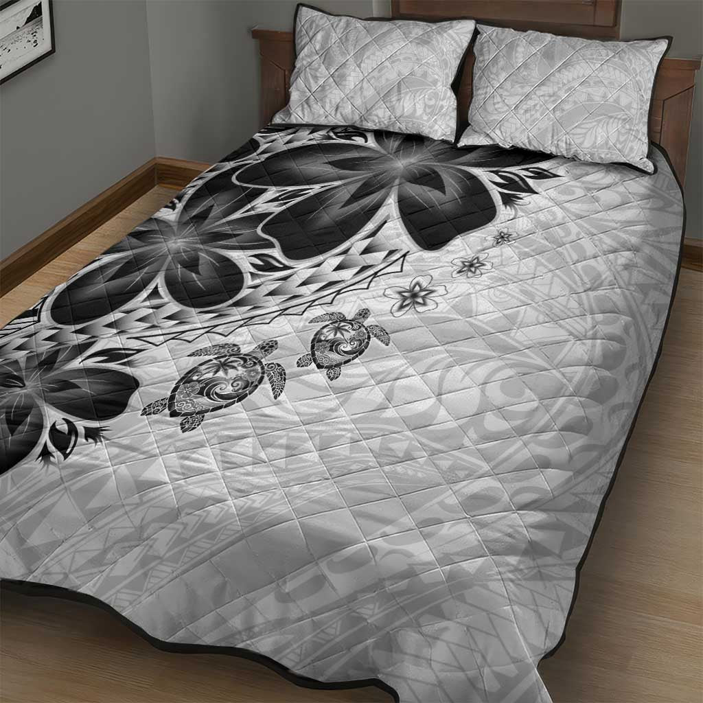 Polynesia Romantic Valentine Quilt Bed Set Sea Turtle Couple With White Plumeria