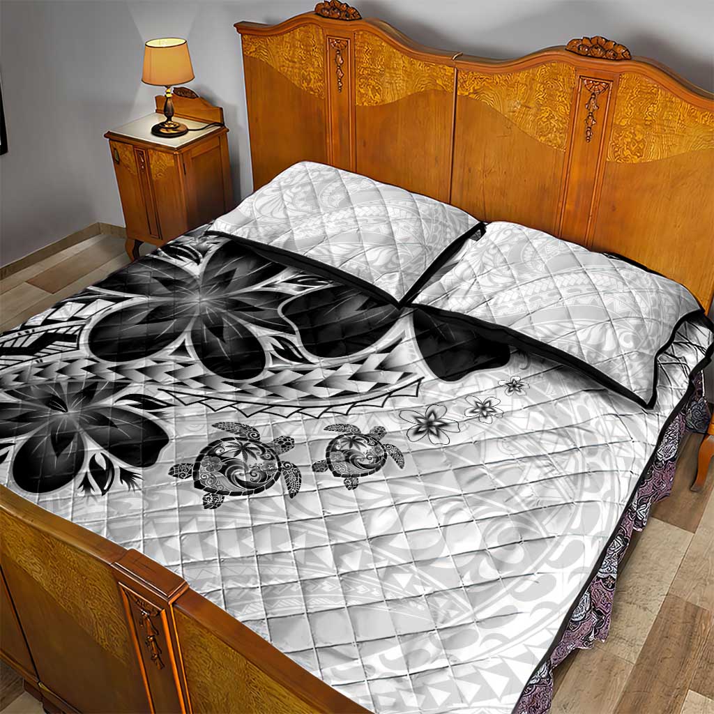 Polynesia Romantic Valentine Quilt Bed Set Sea Turtle Couple With White Plumeria
