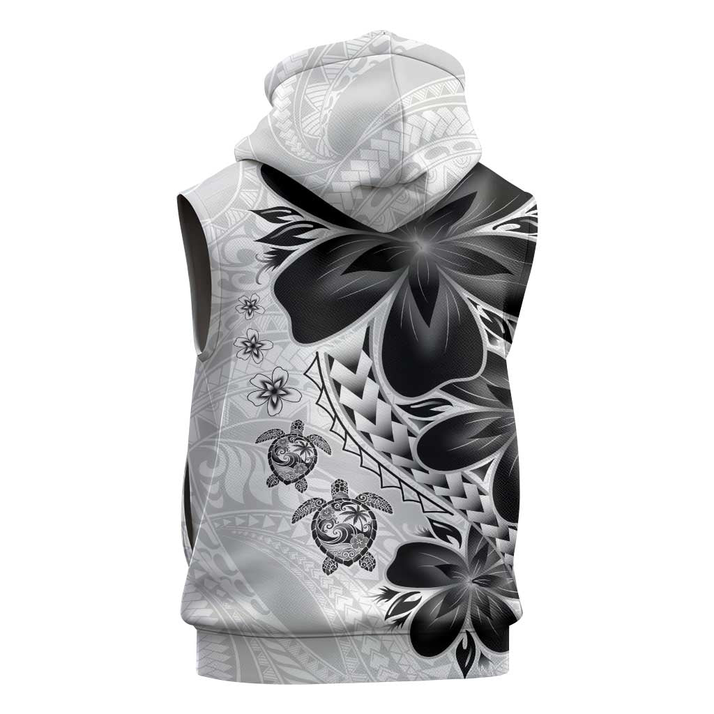 Polynesia Romantic Valentine Sleeveless Hoodie Sea Turtle Couple With White Plumeria LT05 - Polynesian Pride