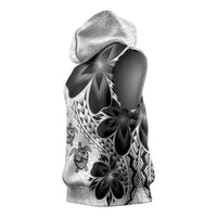 Polynesia Romantic Valentine Sleeveless Hoodie Sea Turtle Couple With White Plumeria LT05 - Polynesian Pride
