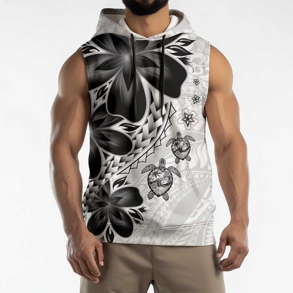 Polynesia Romantic Valentine Sleeveless Hoodie Sea Turtle Couple With White Plumeria LT05 - Polynesian Pride