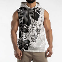 Polynesia Romantic Valentine Sleeveless Hoodie Sea Turtle Couple With White Plumeria LT05 - Polynesian Pride