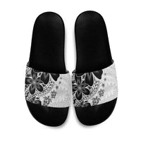 Polynesia Romantic Valentine Slide Sandals Sea Turtle Couple With White Plumeria