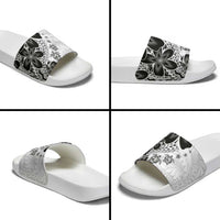 Polynesia Romantic Valentine Slide Sandals Sea Turtle Couple With White Plumeria