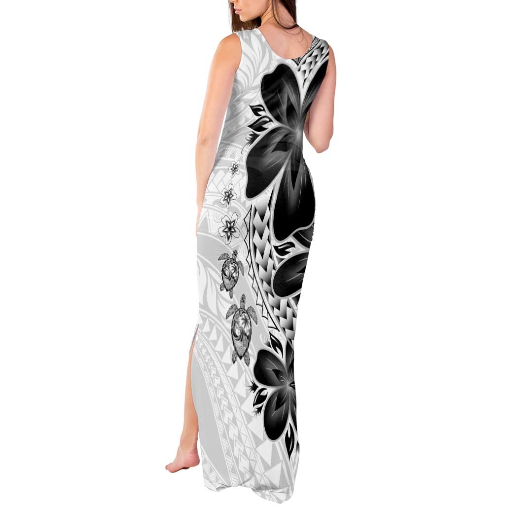Polynesia Romantic Valentine Tank Maxi Dress Sea Turtle Couple With White Plumeria