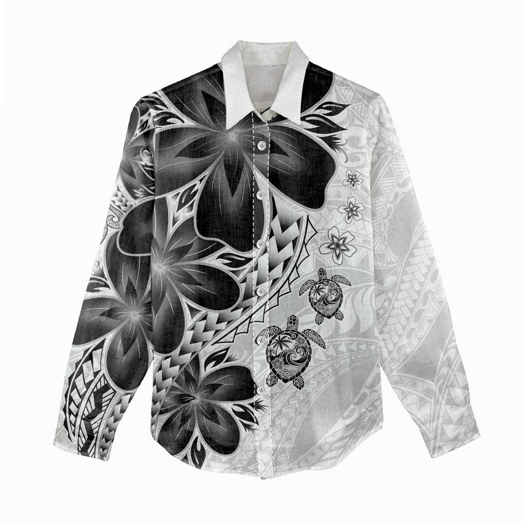 Polynesia Romantic Valentine Women Casual Shirt Sea Turtle Couple With White Plumeria LT05 - Polynesian Pride