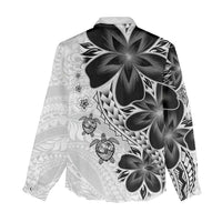 Polynesia Romantic Valentine Women Casual Shirt Sea Turtle Couple With White Plumeria LT05 - Polynesian Pride