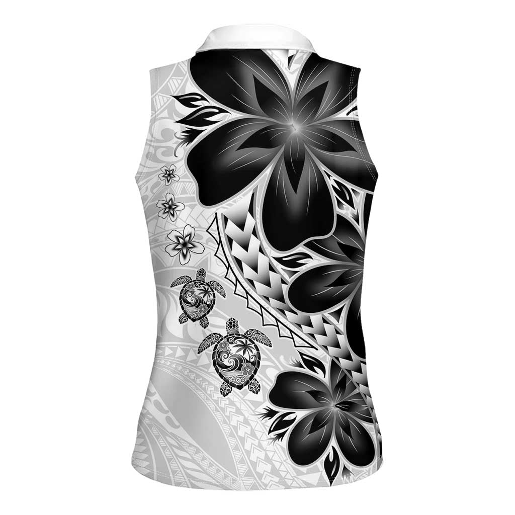 Polynesia Romantic Valentine Women Sleeveless Polo Shirt Sea Turtle Couple With White Plumeria LT05 - Polynesian Pride