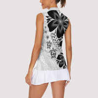 Polynesia Romantic Valentine Women Sleeveless Polo Shirt Sea Turtle Couple With White Plumeria LT05 - Polynesian Pride