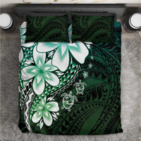 Polynesia Romantic Valentine Bedding Set Sea Turtle Couple With Aqua Gradient Plumeria