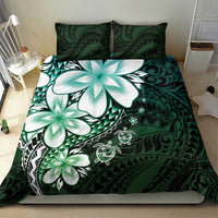 Polynesia Romantic Valentine Bedding Set Sea Turtle Couple With Aqua Gradient Plumeria