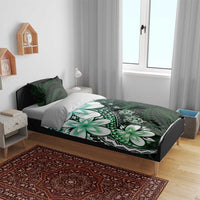 Polynesia Romantic Valentine Bedding Set Sea Turtle Couple With Aqua Gradient Plumeria