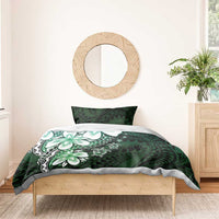 Polynesia Romantic Valentine Bedding Set Sea Turtle Couple With Aqua Gradient Plumeria