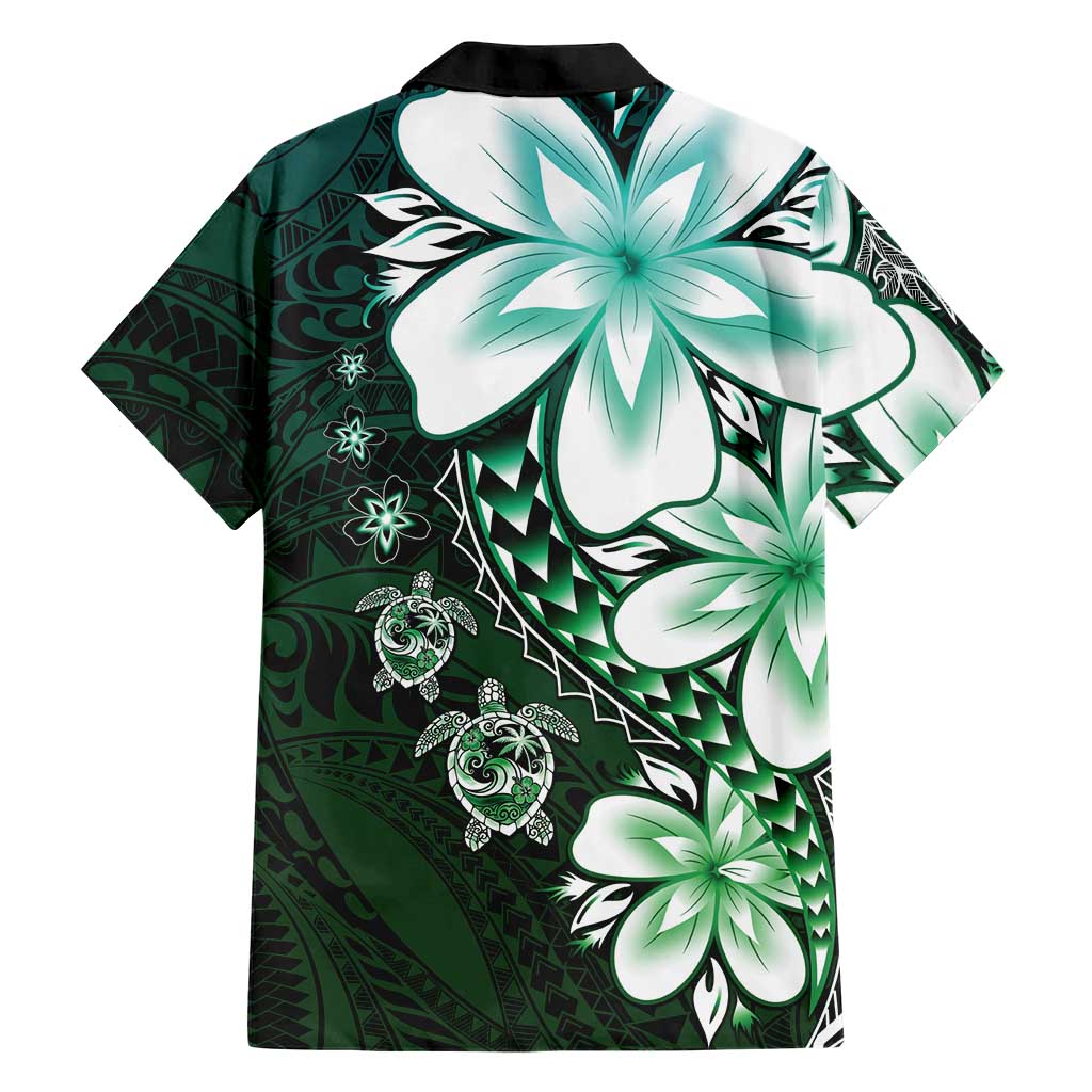 Polynesia Romantic Valentine Family Matching Tank Maxi Dress and Hawaiian Shirt Sea Turtle Couple With Aqua Gradient Plumeria
