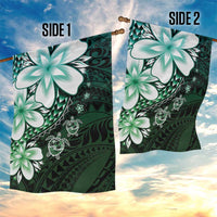 Polynesia Romantic Valentine Garden Flag Sea Turtle Couple With Aqua Gradient Plumeria LT05 - Polynesian Pride