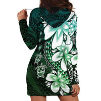 Polynesia Romantic Valentine Hoodie Dress Sea Turtle Couple With Aqua Gradient Plumeria