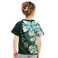 Polynesia Romantic Valentine Kid T Shirt Sea Turtle Couple With Aqua Gradient Plumeria
