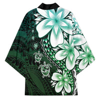 Polynesia Romantic Valentine Kimono Sea Turtle Couple With Aqua Gradient Plumeria
